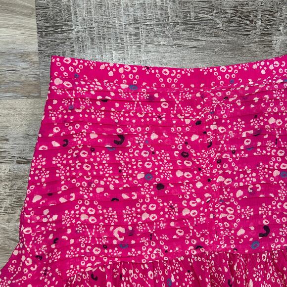 Tanya Taylor Pink Silk Mini Skirt Ruffle Hem Ruched Size 8 - Picture 2 of 9